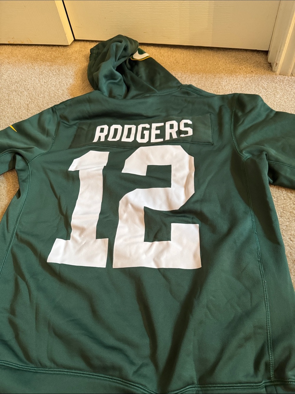 NIKE GREEN BAY RODGERS HOODIE - Size Small